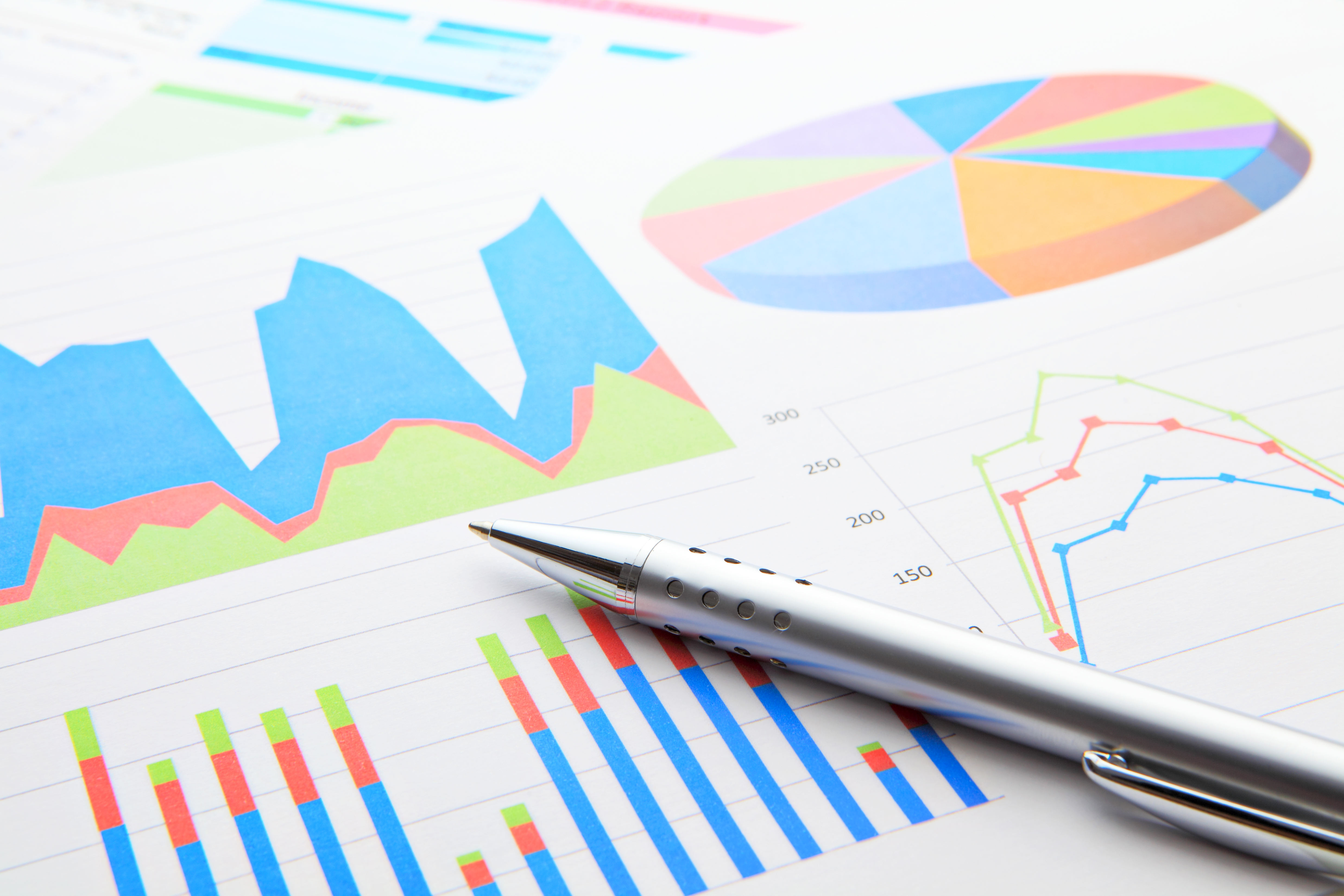 business chart with pen